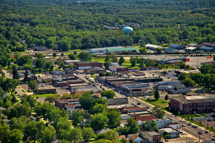 Aerial photo of downtown Griffith, Indiana